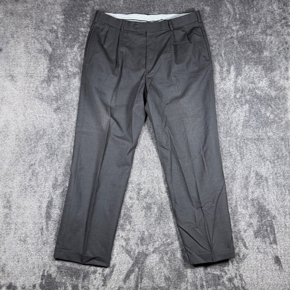 Brooks Brothers Madison Saxon Wool Pleated Dress Pants Gray 36x29